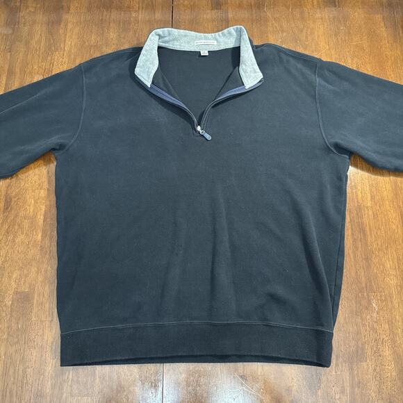 Peter Millar 1/4 Zip Pullover Black 100% Cotton Men's XL - Picture 3 of 11